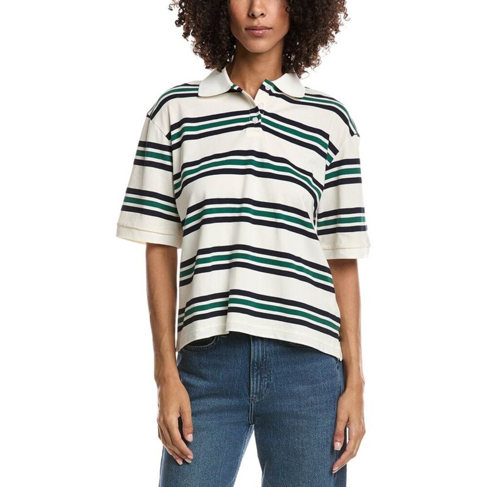 Lyra & Co Womens  Boxy Polo Shirt, White